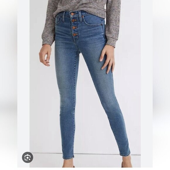 Madewell Denim - MADEWELL | 10" High Rise Skinny Jeans in Dewitt Wash Button Fly Size 25